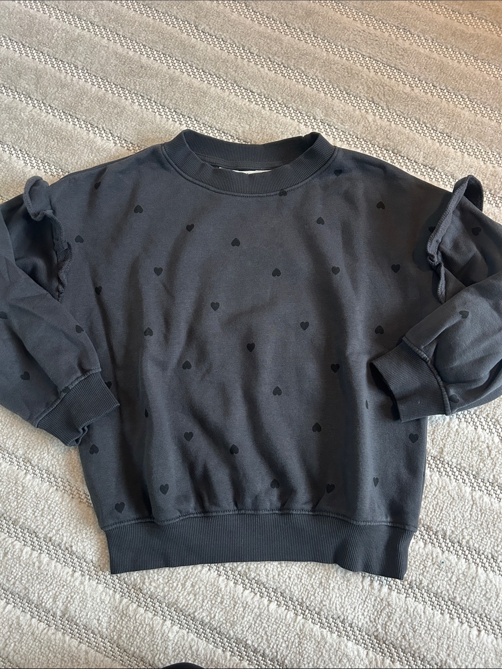 H&M Dark Gray Crewneck Sweater with Black Heart Print